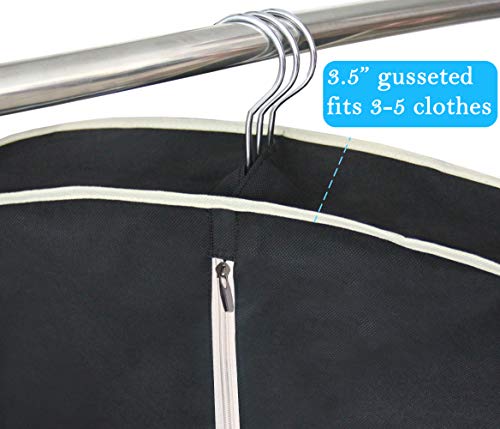 MISSLO 43" Gusseted Travel Garment Bag with Accessories Zipper Pocket Breathable Suit Garment Cover for Shirts Dresses Coats, Black - Image 4