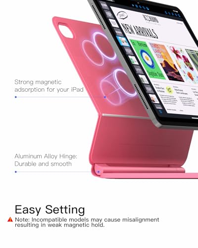 Image of Inateck NeoMagic Magnetic Keyboard Case for iPad 10th Generation 10.9 inch /11th Generation 2025 A16 11 inch, Floating Cantilever Stand, 7-Color Backlight, with Trackpad, Magic-Style Keyboard, Pink