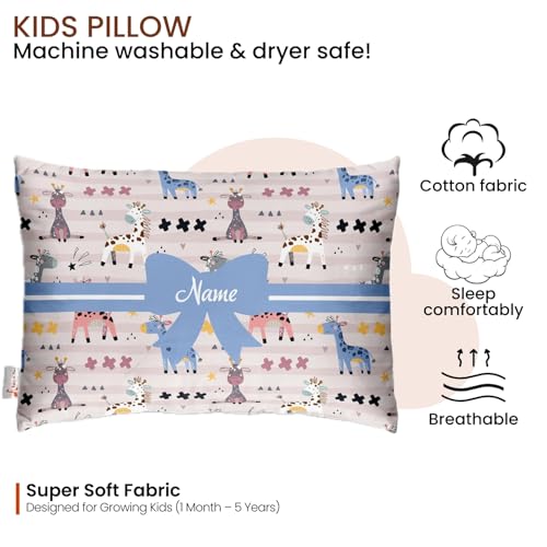 Image of Personalized Pillow for Kids a€ inch Custom Name, Super Soft Cotton Kids Cushion for Infants & Toddlers, 1 Month to 5 Year Olds, Adorable Prints