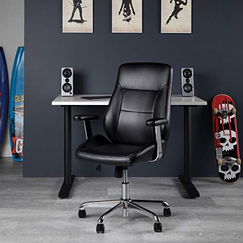 Ofm Office Chair, Mid Back Leather Task Chair, In Black (730-L-Blk) #TOP1