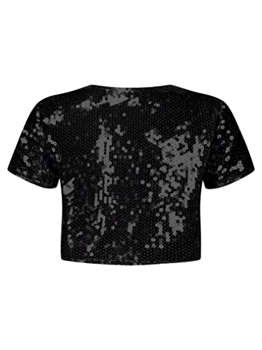 ACSUSS Kids Short Sleeve Sequins Bolero Shrug Flower Girl Shrug Open Front Cardigan Dress Cover Up for Wedding Party2