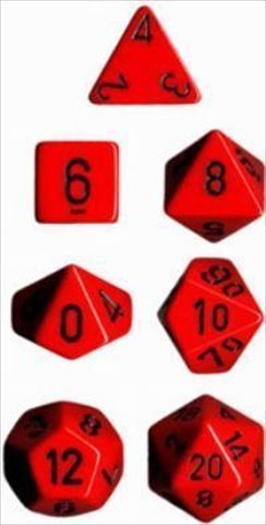 Dados poliédricos opacos rojos Chessex 25414 para juegos de rol