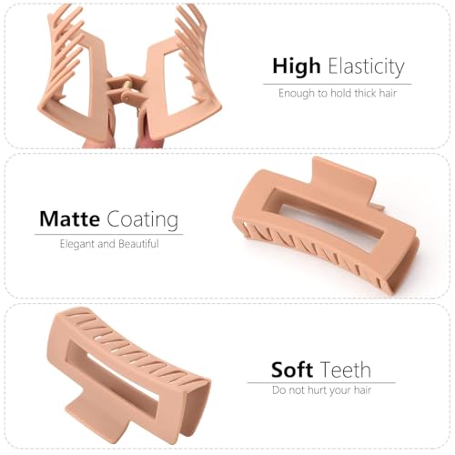 Image of Bakefy-2+2 Extra Hair Claw Clips Medium Claw Clips for Thick Hair, Cute Flower Claw Clip, Matte Neutral Hair Clip Strong Jaw Clips, Butterfly Non-slip Hair Clips for Women's Thin Hair (2 Styles)