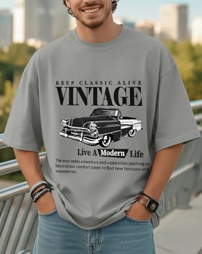 Image of AUSK Men's Half Sleeve Regular Tshirt, Graphic Print Round Neck Tshirt