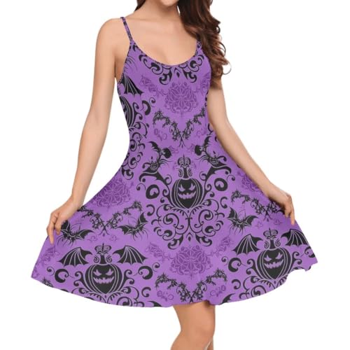 Image of Women's Spaghetti Strap Dress Summer Casual Swing Sundress Girls Beachwear Swing Mini Dress