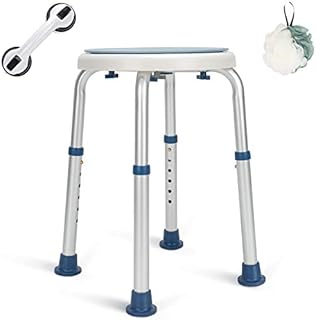 GreenChief Shower Stool 300lb, Rotating Bath Seat with Free Grab Bar, Adjustable Shower Chairs and Benches Bathtub Seat for Elderly, Senior, Handicap & Disabled,14-19 Inch Height