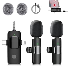 【Lightweight & Clip-on Microphone】The wireless lavalier microphone is the lightest mini microphone on the market. With its lossless sound reproduction and top-of-the-line recording capabilities, it brings you unmatched recording performance.The small...