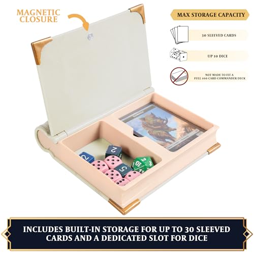Image of MTG Commander EDH Command Zone /Tray for Magic The Gathering -with Damage, Cast & Life Counters. Storage for Dice & Card Tokens Inside (This is Not A Commander Deck Box!) - MTG Accessories Gift (White)