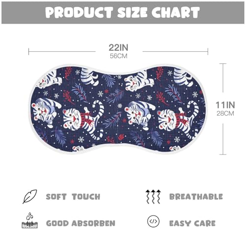 Navy Blue Tigers Winter Cotton Muslin Baby Burp Cloths Breathable wash Cloth for Gender Neutral Set of 2, 22x11in4