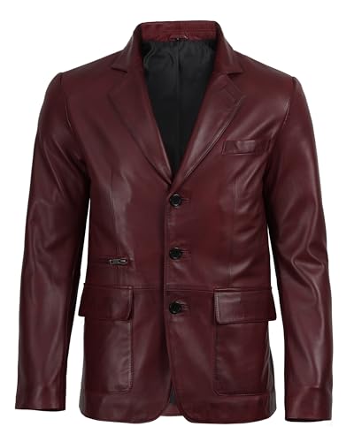 Image of Mens Real Lambskin Leather Blazer Jacket Sport Coat Style Business Casual