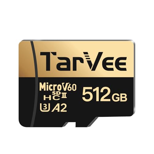 TarVee Micro SD Card 512GB, High Speed Memory Card with SD Card Adapter Included, Durable TF Card, Up to 45MB/s Write, Full-HD and 4K UHD, 2 in 1 Design