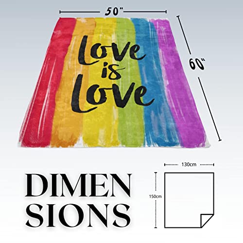 Lfmu Pride Rainbow Flannel Blanket Love Is Love Lgbt Community Super Soft Cozy Throw Blanket Premium Fleece 50" X 60",For Sofa, Couch, Bed, Camping, Travel #TOP1