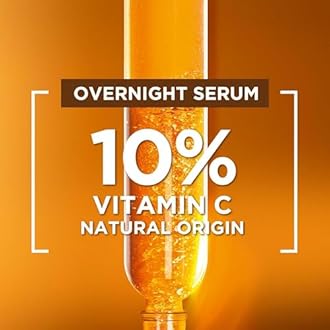 Garnier Bright Complete Night Vitamin C Serum With 10% Pure Vitamin C for Bright Skin, PM Routine Vitamin C Serum Suitable For All Skin Types, 30ml