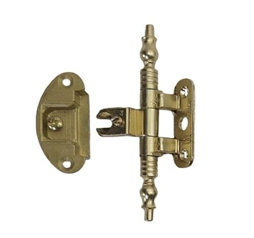 Cerniere per Mobili Antichi Cerniera per Ante in Battuta Arte Povera stile barocco completa di basetta, Finitura bronzata o Dorato (Dorata)