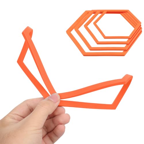 Image of PEUTIER 5pcs Aquarium Floating Plant Rings, Foam Floating Plant Corral Holder Hexagon Fish Feeding Rings Feeding Ring Barrier for Fish Tank Feeder Plant Fence for Keeping Food in Place (Orange)