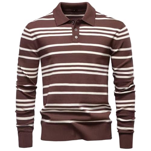 Suéter de punto con cuello polo para hombre jersey casual de otoño invierno