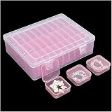 Forever bene Small Clear Plastic Bead Storage Containers-Pink Plastic Box-30Pcs Craft Storage Box with Hinged Lid, 1sheet Labels, Mini Boxs for Jewelry Making, Diamond Art, Crafts, Small Parts