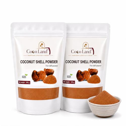Image of Coco Land COCONUT SHELL POWDER 360 (Pack of 2 x 180g) Natural Coconut Shell Dust for Craft Making, Agarbatti & Incense Production, Wood Filler, Coconut Shell Sticking, DIY Art Projects, Eco-Friendly Raw Material