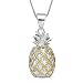 Sterling Silver with 14kt Yellow Gold Plated Accents Large Pineapple Pendant Necklace, 16+2" Extender