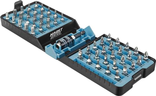 HAZET BitE-Box 2240N/51 I 51-teiliges Schraubendreher-Einsatz-Set, Abtrieb: Pozidriv, Sechskant 6,3 (1/4 Zoll), Kreuzschlitz, Tamper Resistant TORX, Innen-Sechskant, Schlitz, Innen TORX