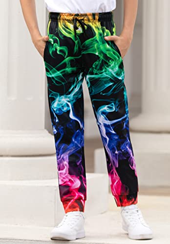 Unicomidea Little Big Boys Girls Joggers Pants Cool 3D Printed Colorful Smoke Sweatpants Kids Sports Pants Causal Jogging Pantss Trousers Home Party Clothes For 6-7 Yrs #TOP4