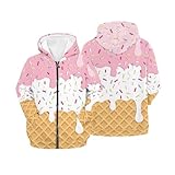 Zarisguat Ice Cream Drip Printed Kids Zip Up Hoodies Girls Casual Hooded Sweatshirts with Pockets Athletic Sport Jackets for 6-7T