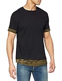  Urban Classics Long Shaped Inset tee Camiseta, Multicolor (Black/Olive Camo 01237), S para Hombre