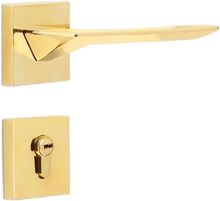 Golden Split Lock Silent Indoor Bedroom Door Lock Pure Copper Copper core zinc Alloy Door Handle Wooden Door Handle Lock(C Style Silent Split Lock)