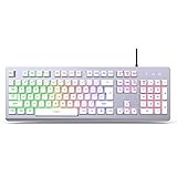 Wired Illuminated Gaming Keyboard for PC/Computer/Laptop, CODORIX Full-Sized Gaming Keyboard with Rainbow Lighting and 19 Anti-Ghosting Keys, White