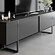 Dmora - Fernsehschrank Centaurus, Ständer für Wohnzimmerfernseher, Niedriges Wohnzimmer-Sideboard, TV-Ständerbasis, 180x30h50 cm, Anthrazit und Schwarz