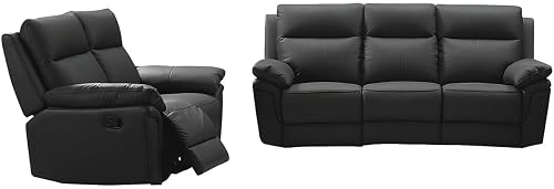 Ensemble relax Pakita 3 + 2 places, cuir de buffle noir Vente-unique