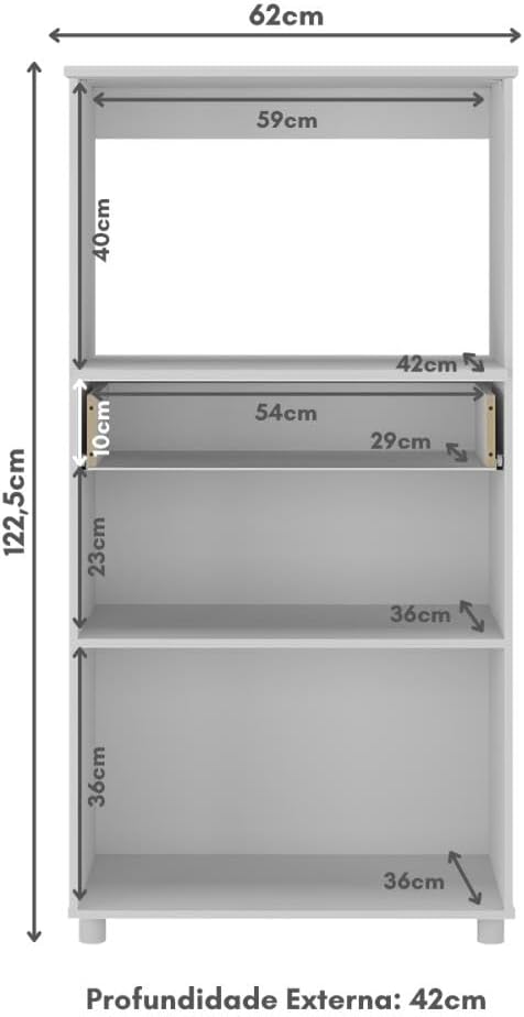 Armário Multiuso para Forno e Micro-ondas – 2 Portas + 1 Gaveta | Acabamento Brilhante UV | Multimóveis