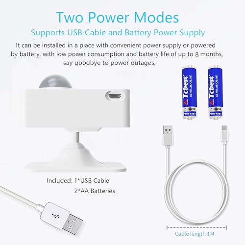 Smart Wi-Fi Motion Sensor: Wireless PIR Motion Detector with App Notification Alert and Large Area Detection, Battery or USB Powered, Contact Sensor for Home Security & Smart Home Automation - Image 4