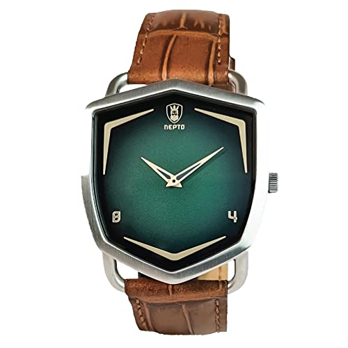 Montre Quartz Homme NEPTO Shield Green Spectra Bracelet Cuir Alligator Noir