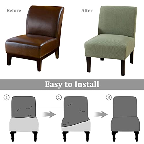 Mifxin Armless Accent Chair Cover Stretch Jacquard Accent Chair Slipcover For Slipper Chair Without Arms Removable Washable Chair Furniture Protector For Living Room Bedroom Hotel (Cyan, 2 Pack) #TOP6