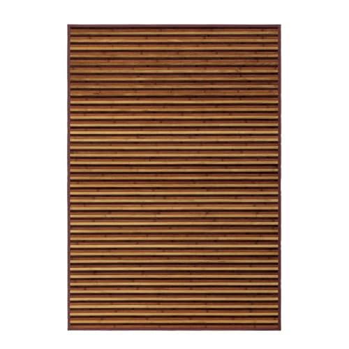 LOLAhome Alfombra de bambú Marrón y Natural de 140x200 cm, Antideslizante, Anti Manchas, Resistente a la Humedad, para Salón, Dormitorio, Cocina, Baño, Pasillo, Garaje