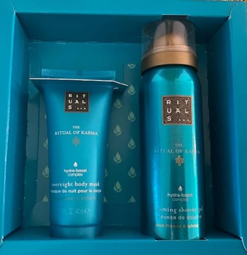 Rituals of Karma Hydration Overnight Duo,The Ritual Of Karma Body Mask,& Foaming Shower Gel,enriched with white tea & lotus,ensure our indulgent pack will leave your skin feeling beautifully soft - Image 3