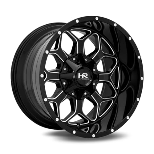 Hardrock H712 INDESTRUCTIBLE Custom Wheel - 20x12, -51 Offset, 8x165.1 Bolt Pattern, 125.2mm Hub - Gloss Black with Milled Accents Rim
