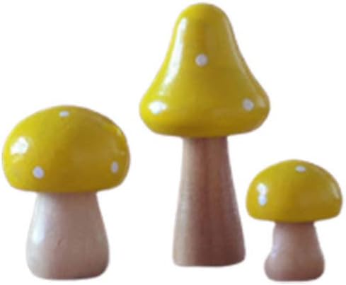 SUPVOX 3 piezas de hongos en miniatura, mini hongos de madera, accesorios de jardín de hadas, macetas de flores micro suministros de decoración de