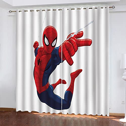 Fgolphd Spiderman Anime Rideau occultant en tissu imperméable pour chambre d'enfant, œillets supérieurs pour rideaux ?Impression numérique 3D 100 % polyester (17,220 × 215 (l x h) cm), 220×215(BxH)cm Cover