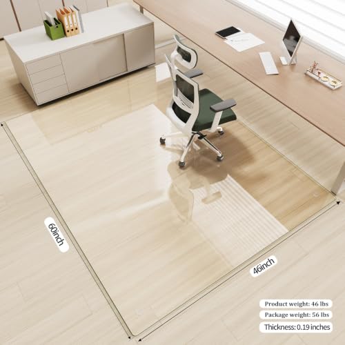Image of [Tempered Glass] 46 inch x 60 inch Glass Office Chair Mat for Carpet