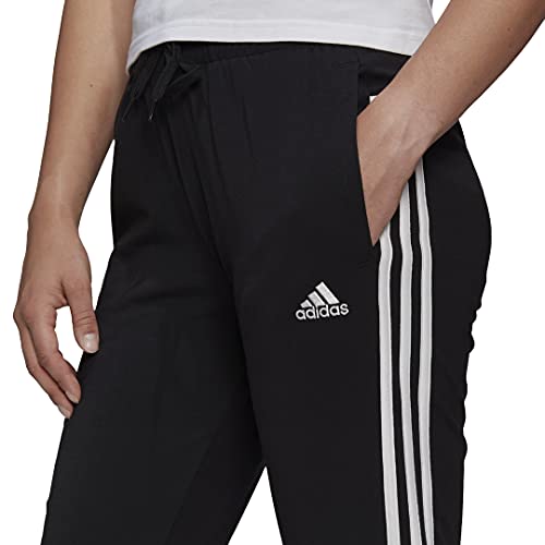 Adidas Women's Essentials Single Jersey 3-Stripes Pants, Black/White, X-Large #TOP4