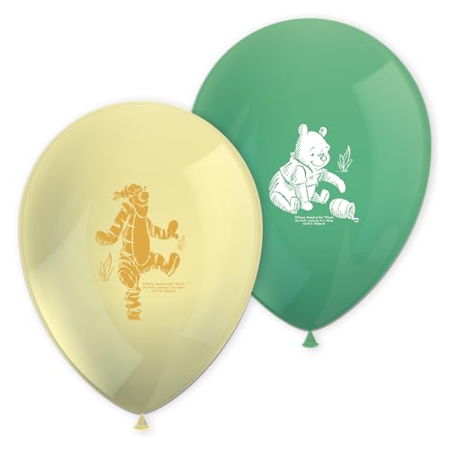 Procos 98438 Winnie l'ourson Tigrou Ballons Lot de 8 ballons en latex pour anniversaire, décoration d'anniversaire
