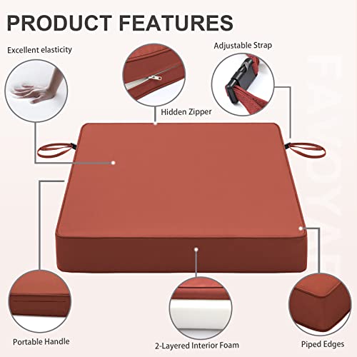 Favoyard Patio Chair Cushion 19 X 19 Inch Waterproof Outdoor Seat Cushions For Patio Furniture 3-Year Color Fastness Garden Sofa Couch Chair Pads With Handle And Adjustable Straps Set Of 2, Spice #TOP3