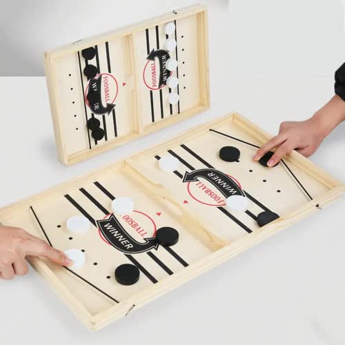Auterco Large Size Fast Sling Puck Game Wooden Hockey Game, 22 Inch Slingshots Board Game, Foosball Winner Board Game For Kids Adults & Family Parent-Child Interactive Party Toy #TOP4