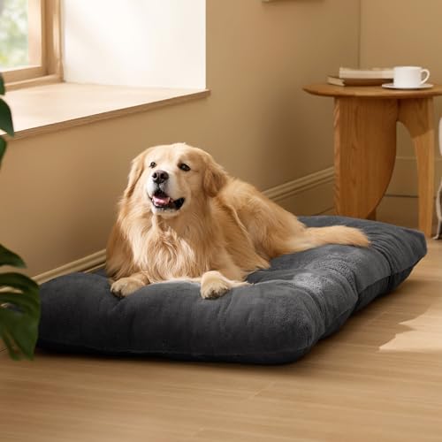 BEDSURE Hundebett Waschbar Extra Groß - XXL Hundekissen Bett Beruhigende Hundematratze mit Rutschfestem Boden, XL Hund Warmes Kissen für Große Haustiere, Grau, 119x74x8cm