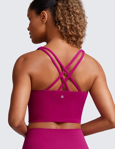 CRZ YOGA Womens Butterluxe Strappy Longline Sports Bra - Padded Criss Cross Yoga Workout Crop Tank Tops2