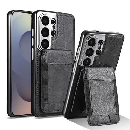 Étui portefeuille Samsung S26 Ultra noir en cuir avec béquille
