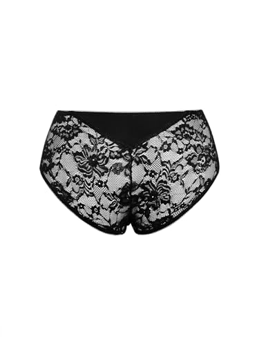 Image of WDIRARA Women's Plus Size Sheer Lace Boyshorts Underwear Sexy High Waisted Boxer Briefs Panties