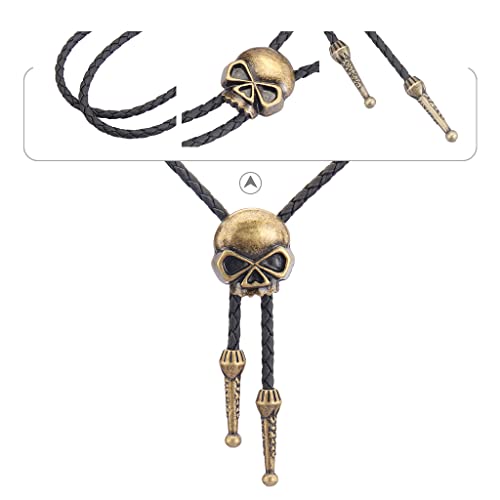 Image of GelConnie Native American Bolo Tie Rodeo Cowboy Leather Necktie Western Necklace Costume Accessories for Men,Women